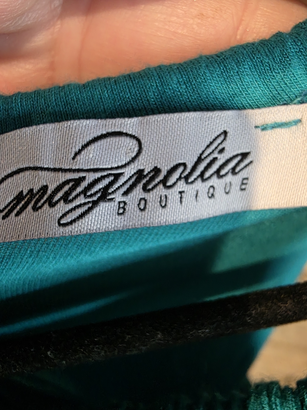 Magnolia Teal Halter One-Shoulder Tie-Waist Dress - Picture 4 of 5